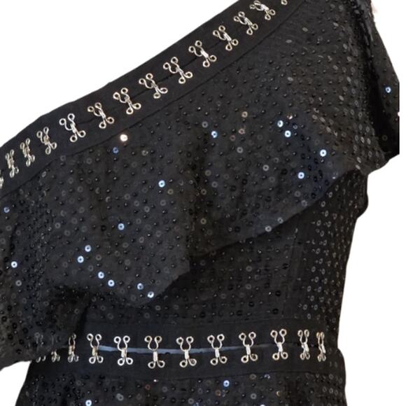 X by NBD Runway Sample One Shoulder Peplum Gown in Black NWOT Sample Size 4 - Picture 3 of 4